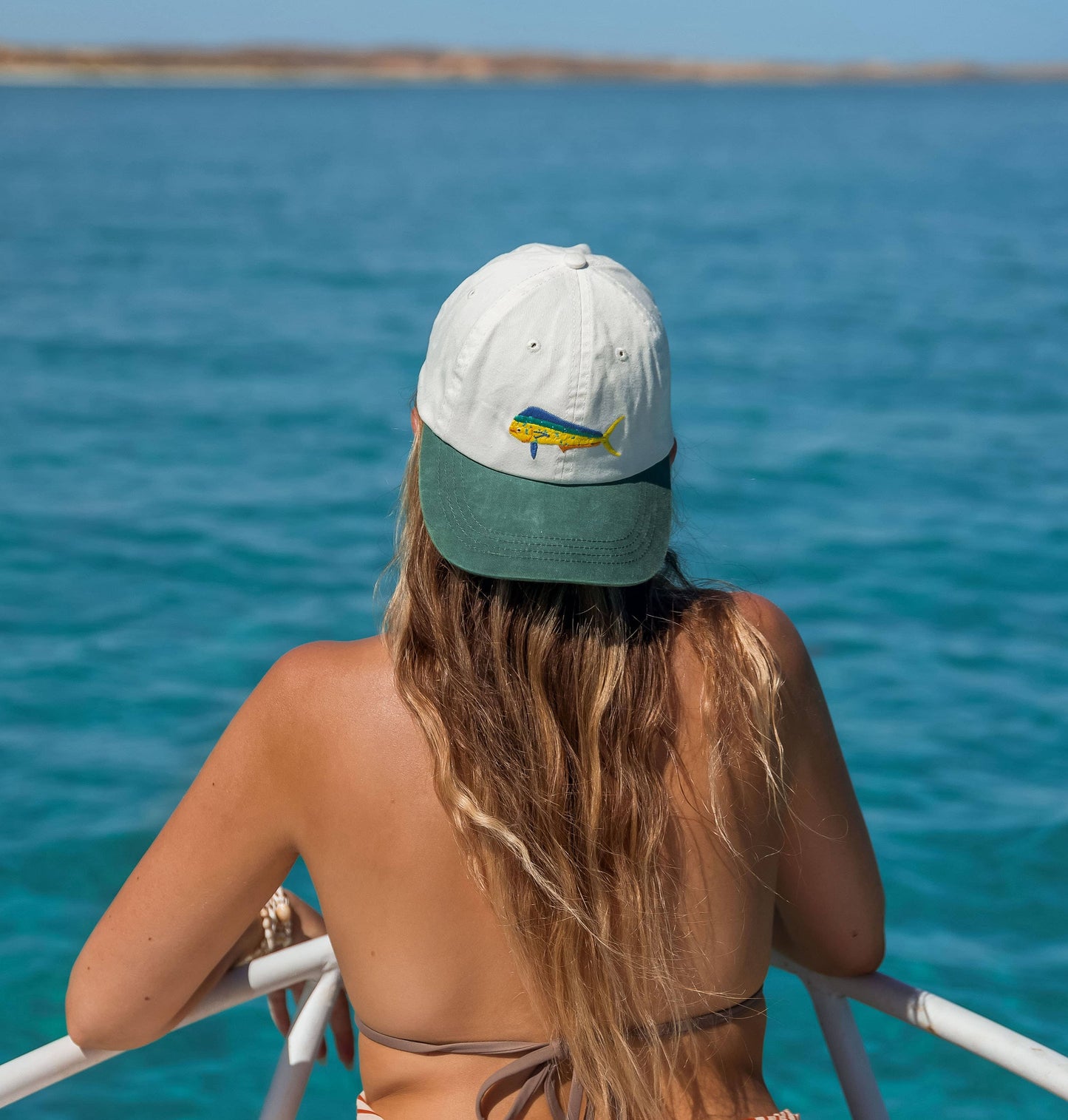 Pallion Point - Mahi Mahi Fish Lid | White & Green Cotton Dad Cap