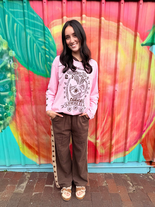 Star Pants Brown/Beige front view on model