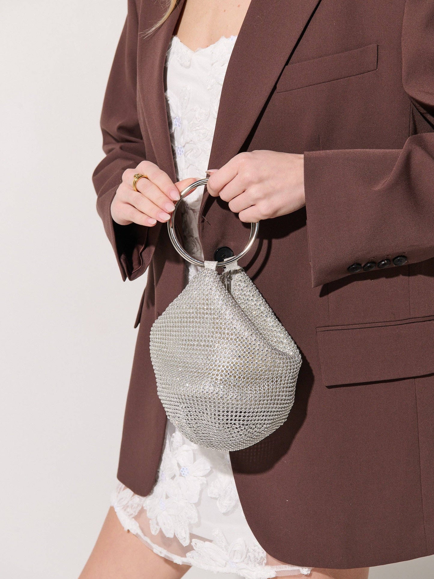 Angels Whisper Accessories - Jada Glomesh Evening Bag in Silver