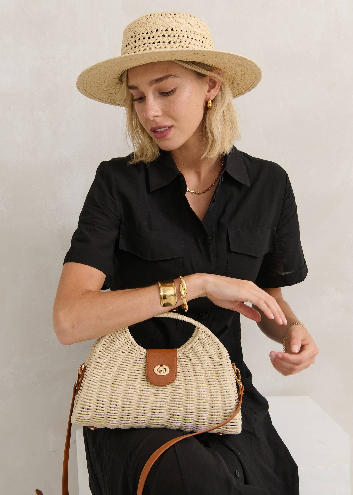 Angels Whisper Accessories - Joyce Straw Hat in Beige