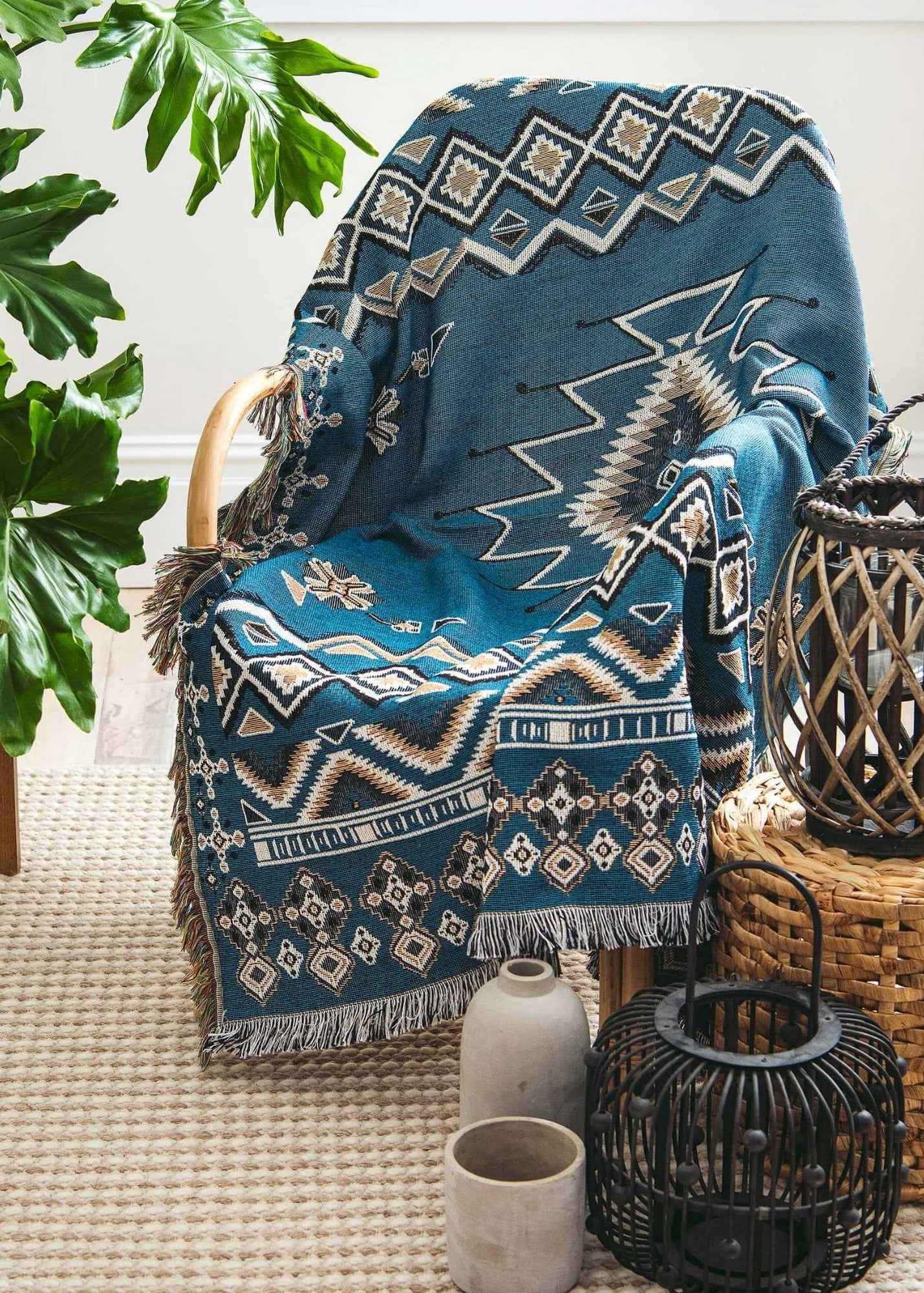 HENDEER - 'Let It Be' Woven Picnic Rug/Throw: Regular 130x160cm