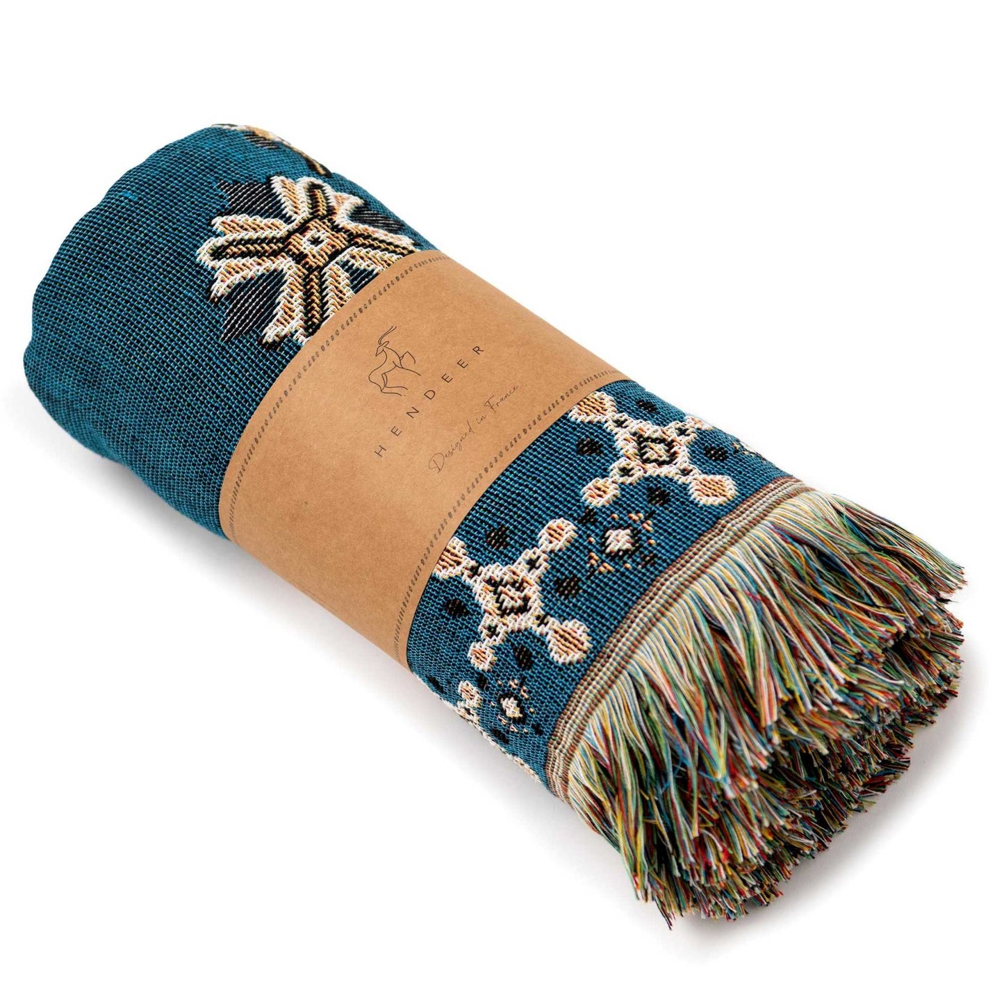 HENDEER - 'Let It Be' Woven Picnic Rug/Throw: Regular 130x160cm