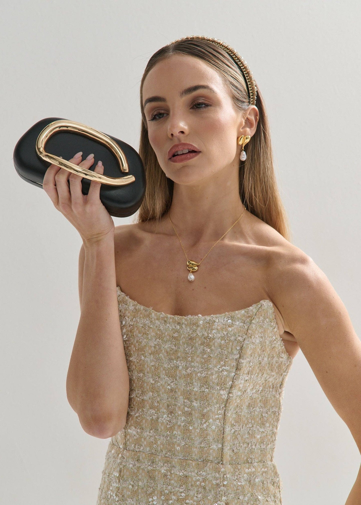 Celina Statement Clutch Bag in Black
