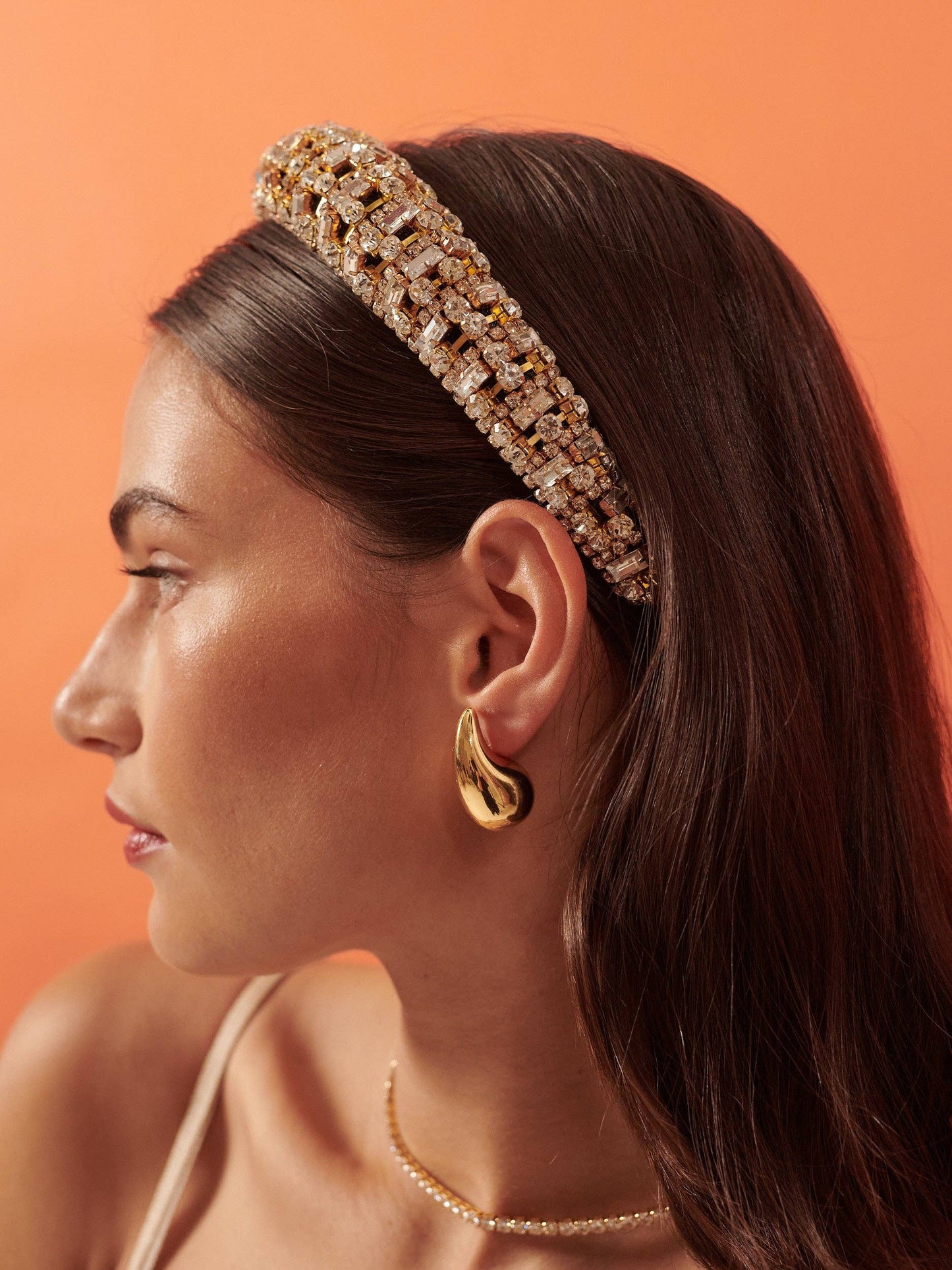 Audie Diamanté Embellished Headband - Gold