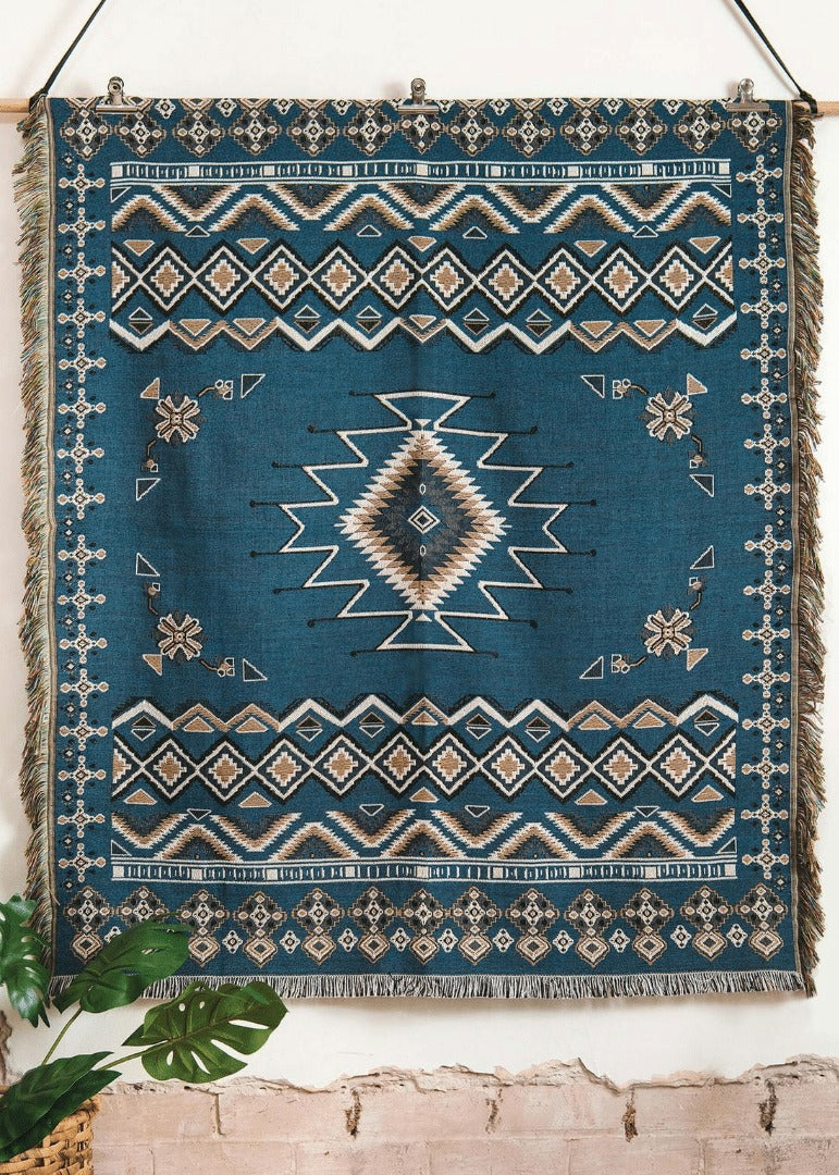 HENDEER - 'Let It Be' Woven Picnic Rug/Throw: Regular 130x160cm