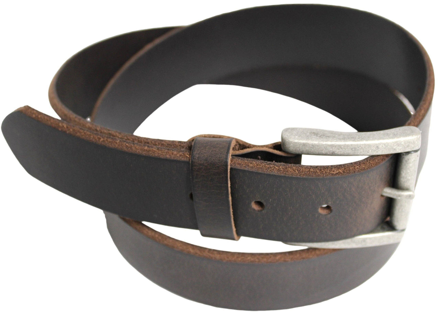 Full Grain Leather Classic Bevelled Edge Belt - Brown.: 32 inch