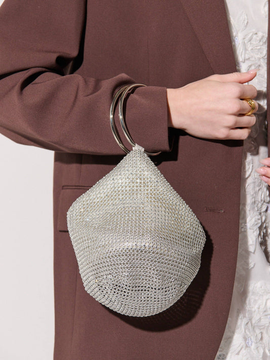 Angels Whisper Accessories - Jada Glomesh Evening Bag in Silver