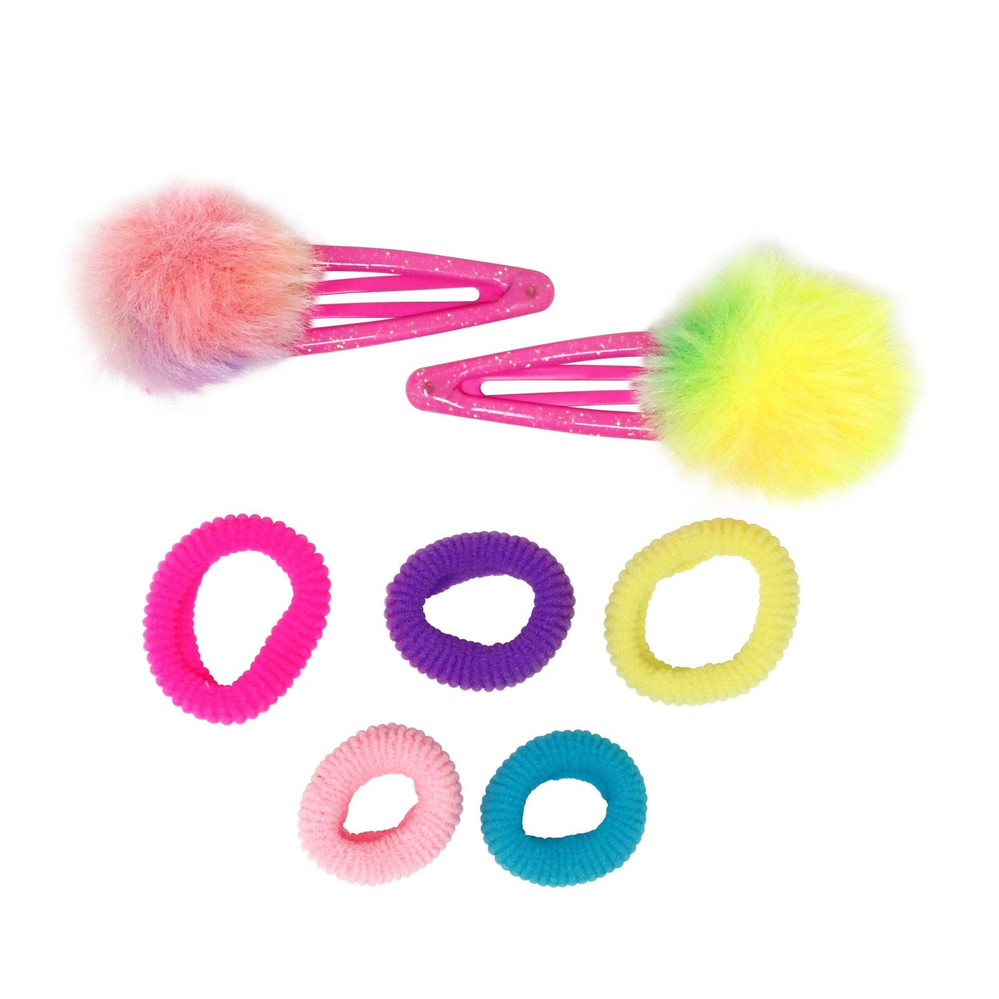 Pink Poppy - Pom Pom Hair Clips & Elastics - (Pack Size: 6)