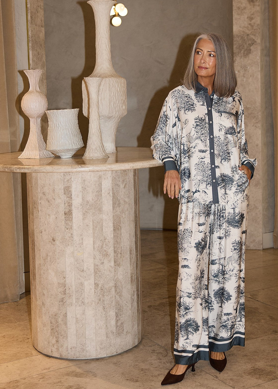 Glenda Pant - Slate Toile