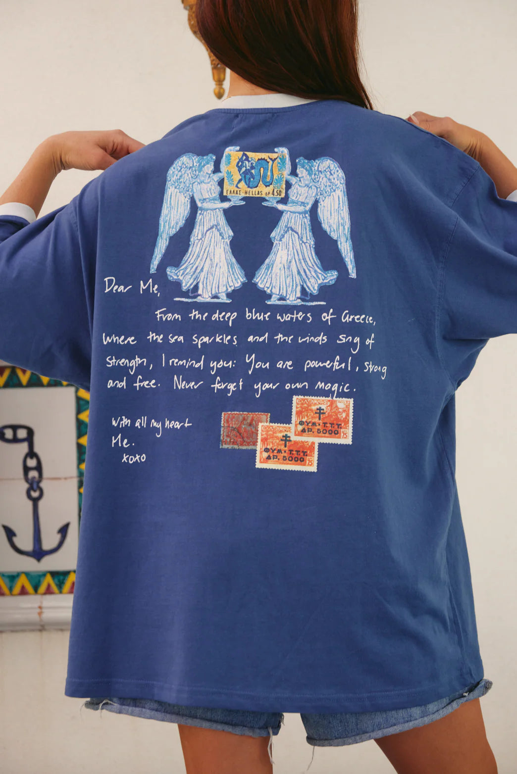 The Greece Love Notes Tee - Navy Blue