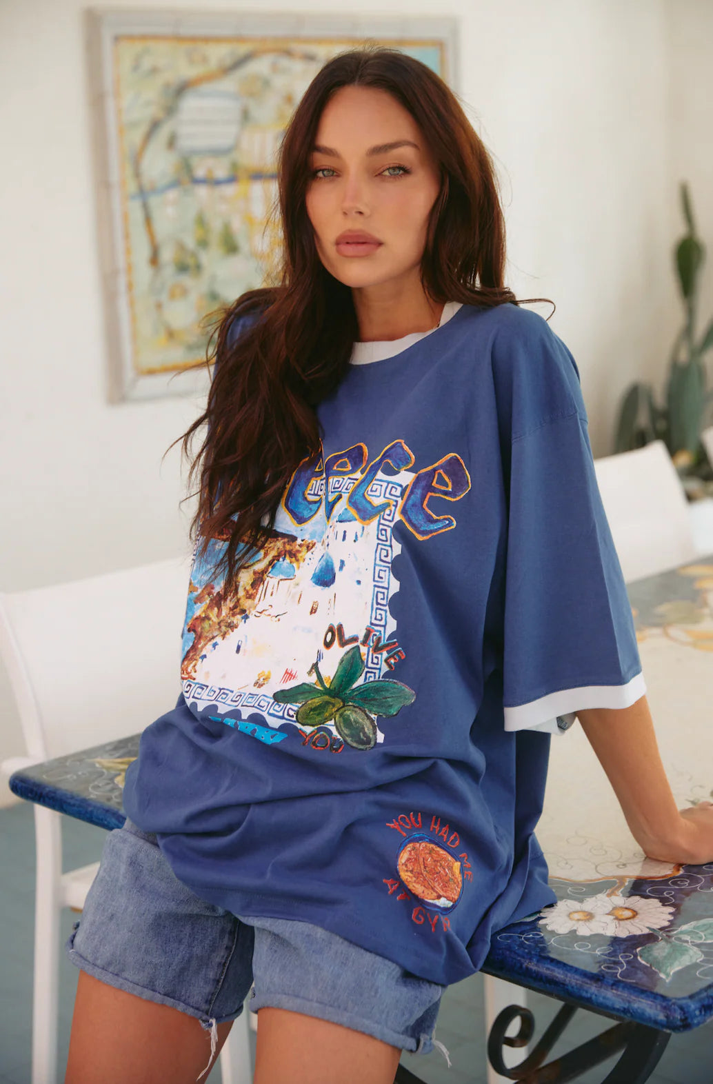 The Greece Love Notes Tee - Navy Blue