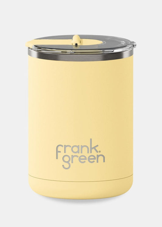 Ceramic Coffee Cup with Hinged Lid - Buttermilk 12oz