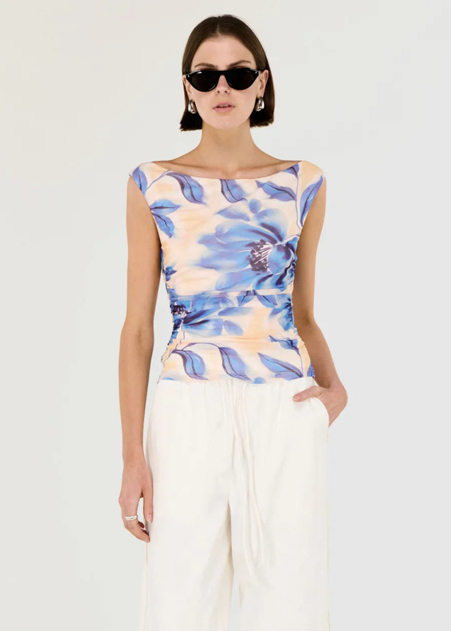 Fleur Mesh Top - Blurred Floral