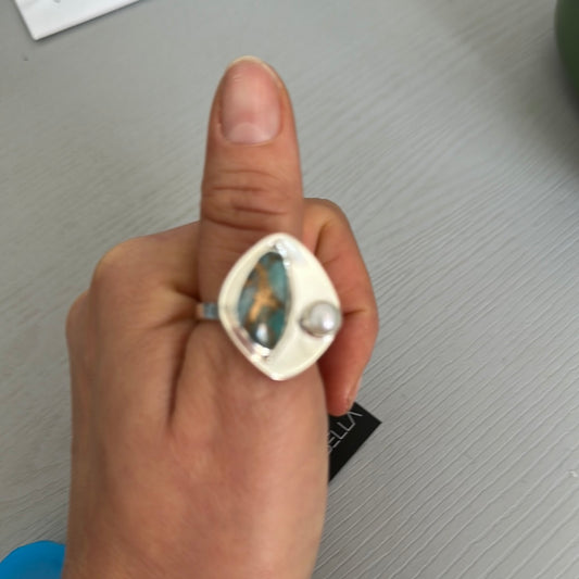 Pearl and Amazonite ring