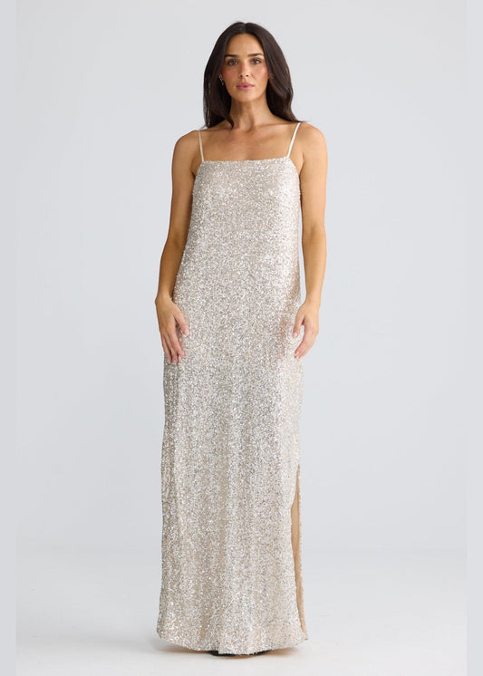 Brave and True Jazzy Maxi Dress - Champagne