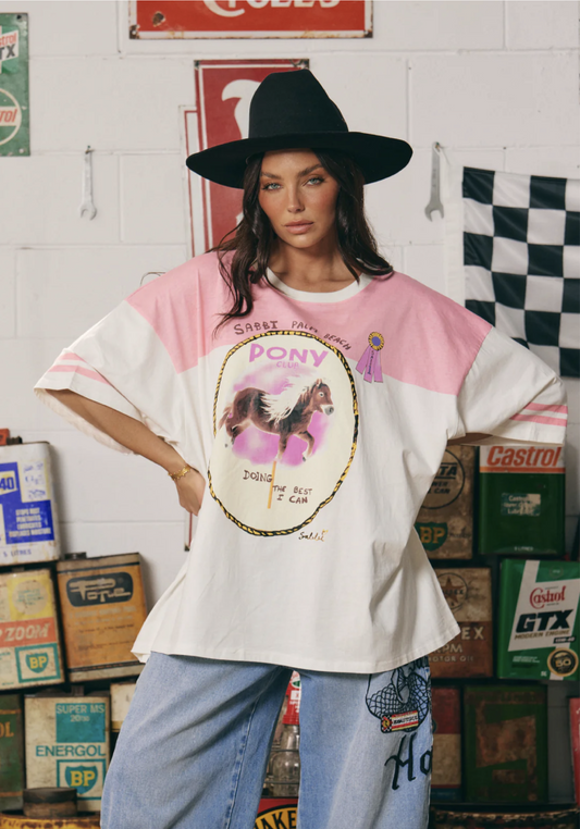 The Oversized Pony Club Tee - Pink
