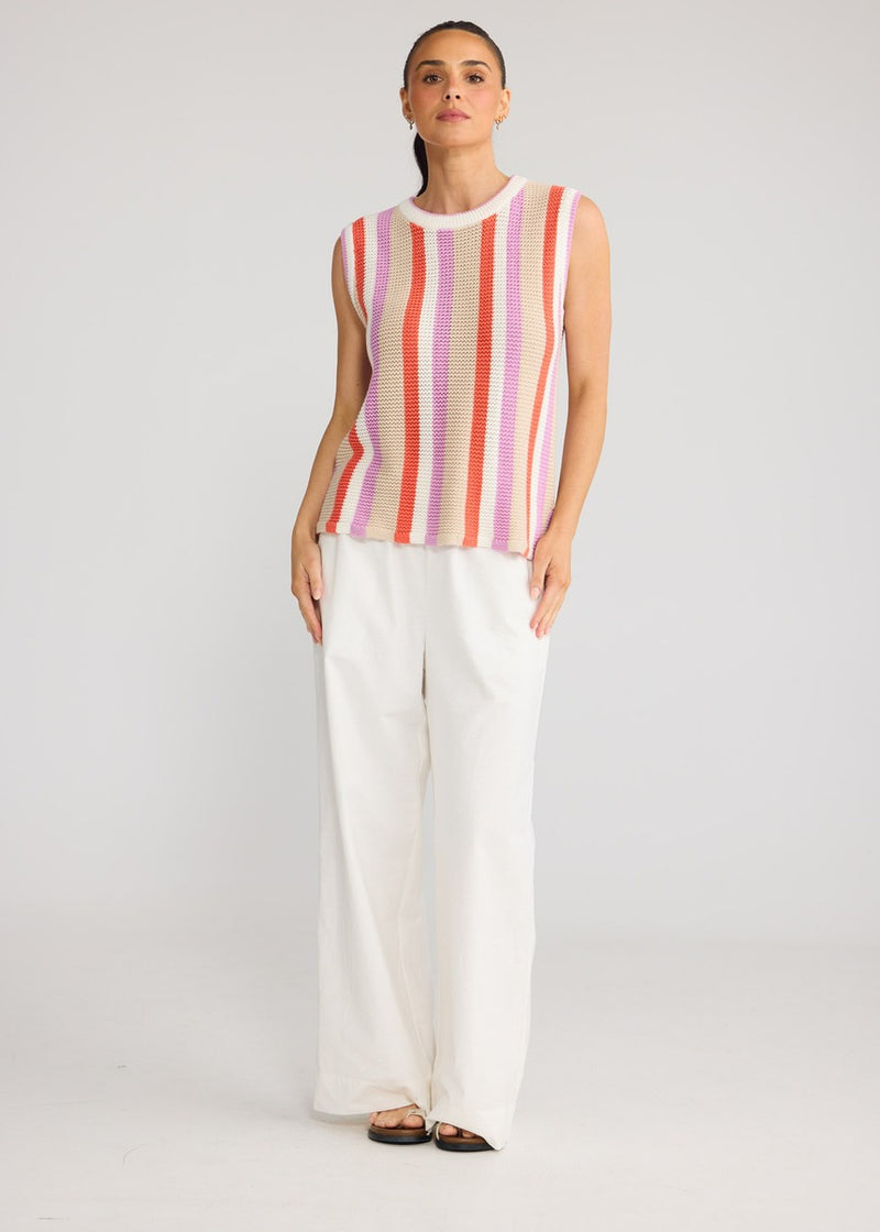 Darcia Knit Top - Peach Stripe