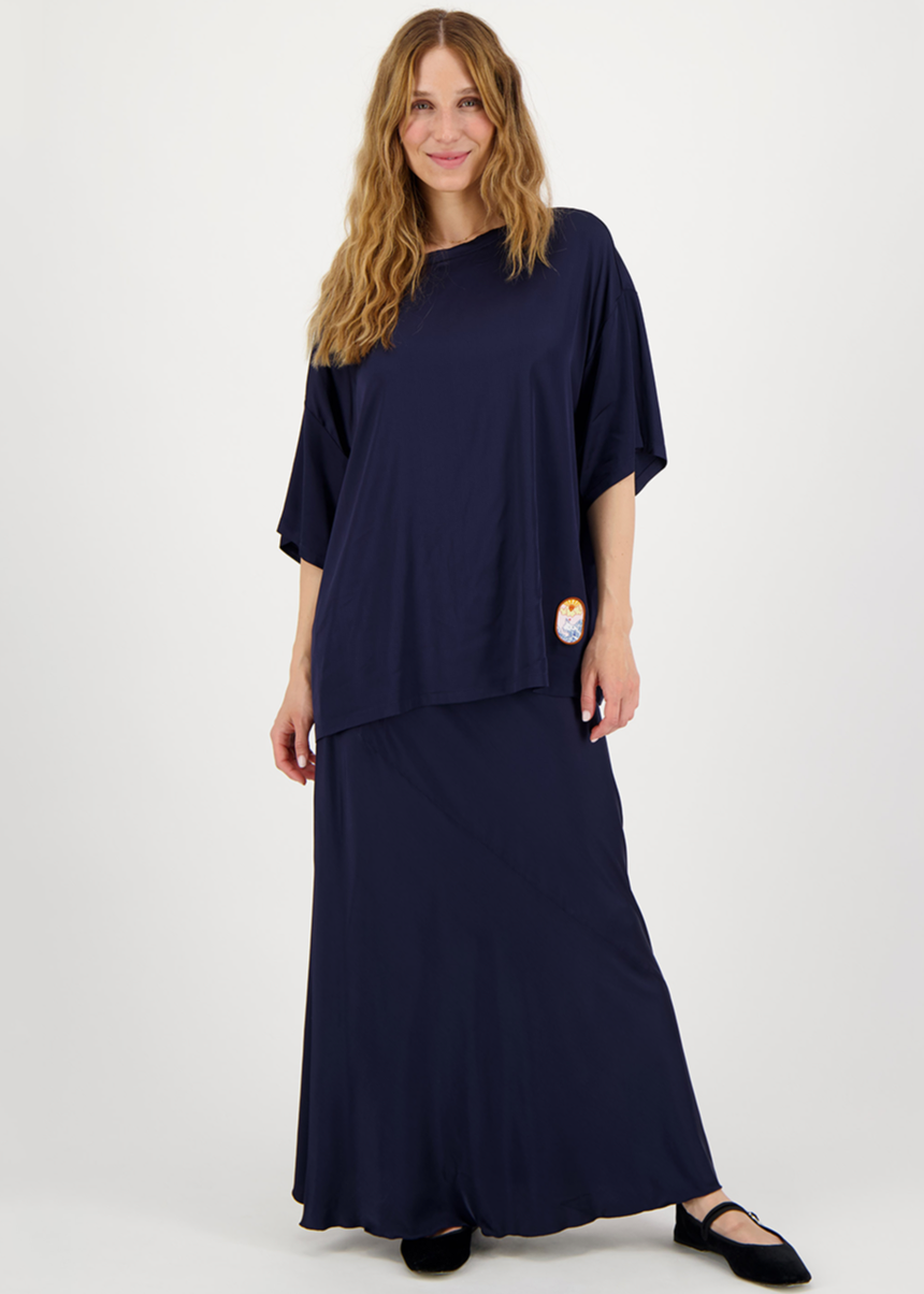 Roberta Solid Boyfriend Top - Black