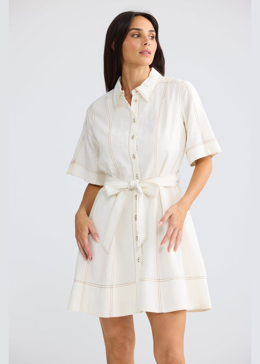 Brave and True Sandra Dress - Porcelain