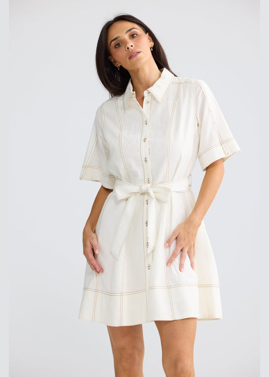 Brave and True Sandra Dress - Porcelain