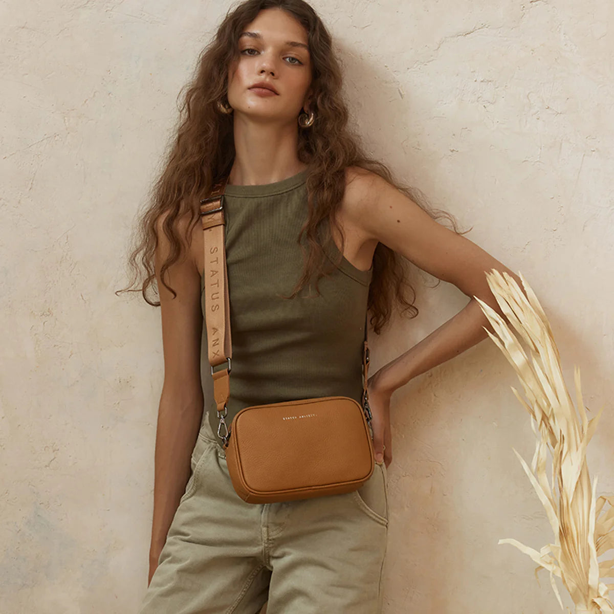 Plunder Bag with Webbed Strap - Tan