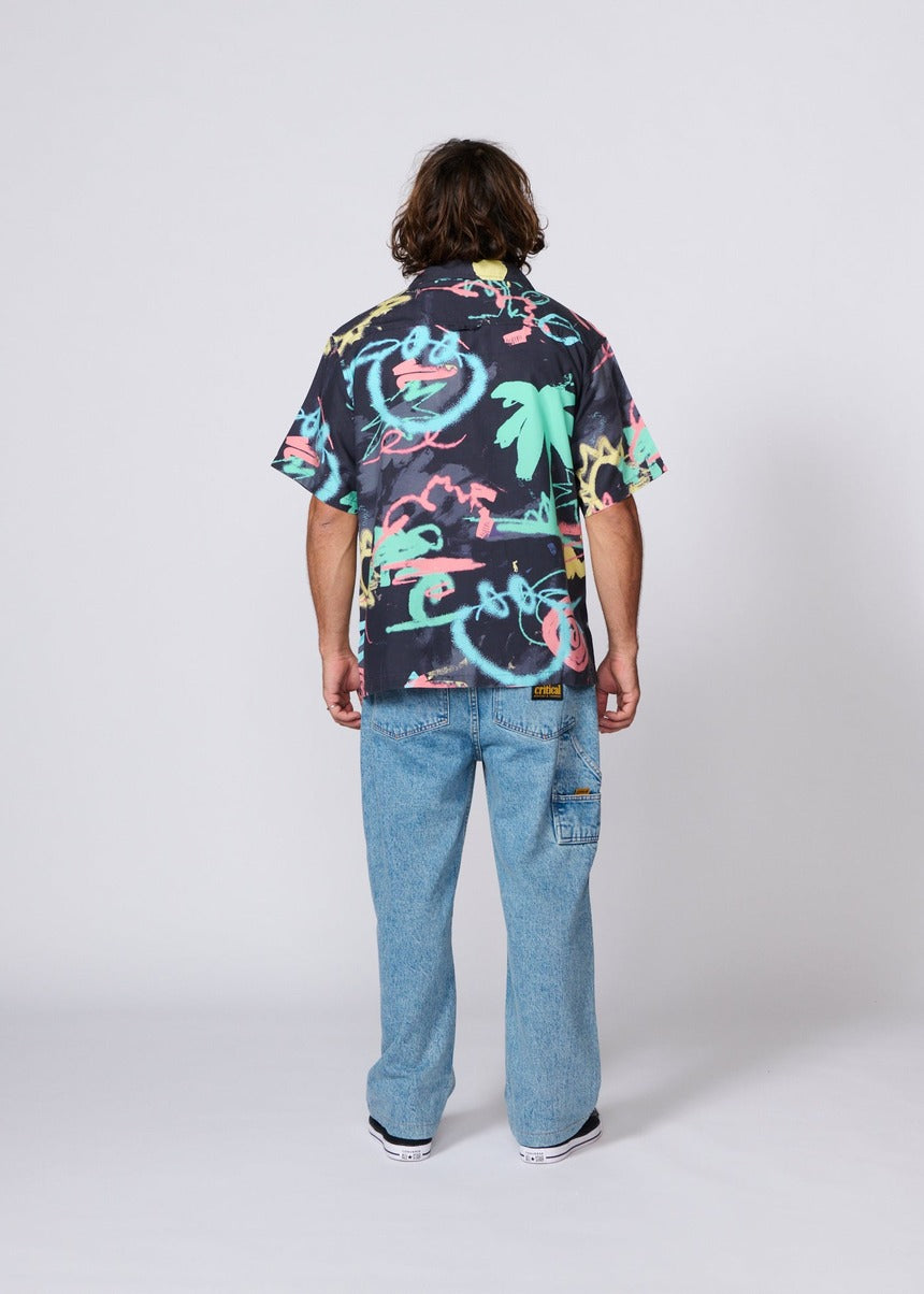 Scribbles SS Resort Shirt - Black
