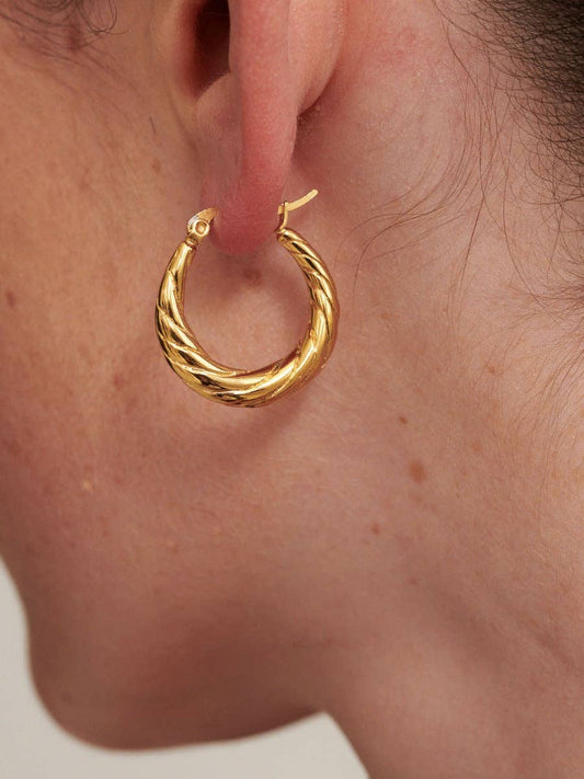 Spiral Swirl Hoops Earrings - Gold Plated