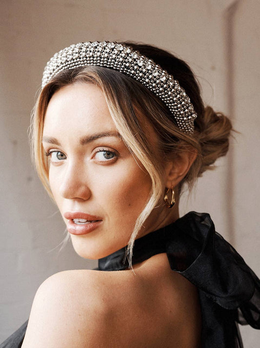 Jodie Beaded Embellished Headband - Silver