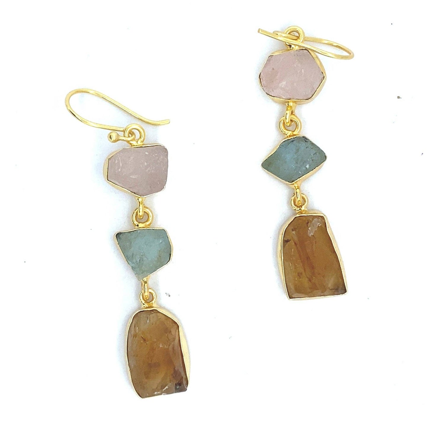 Minaal Earrings - Rose Quartz, Sky Apatite and Honey Citrine