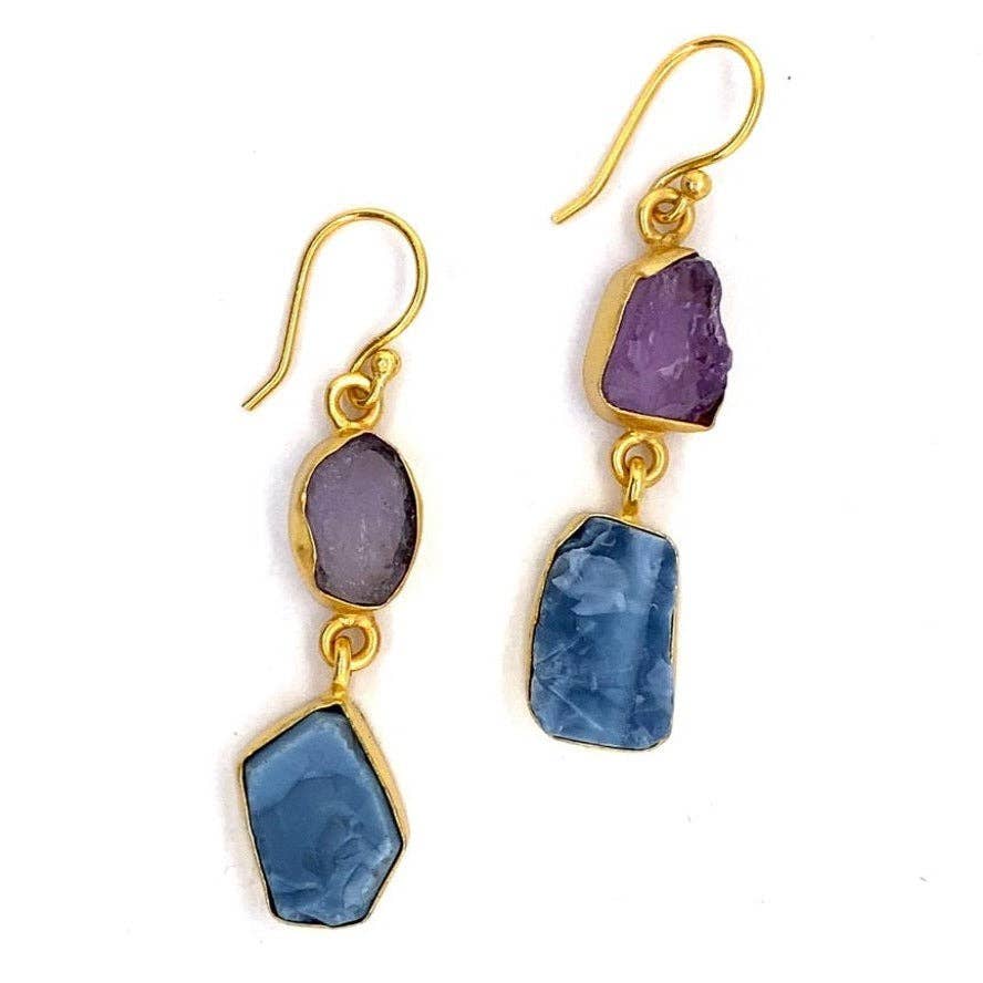 Kiana Earrings - Amethyst and Blue Opal